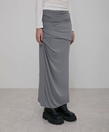 Layered Draped Jersey Maxi Skirt